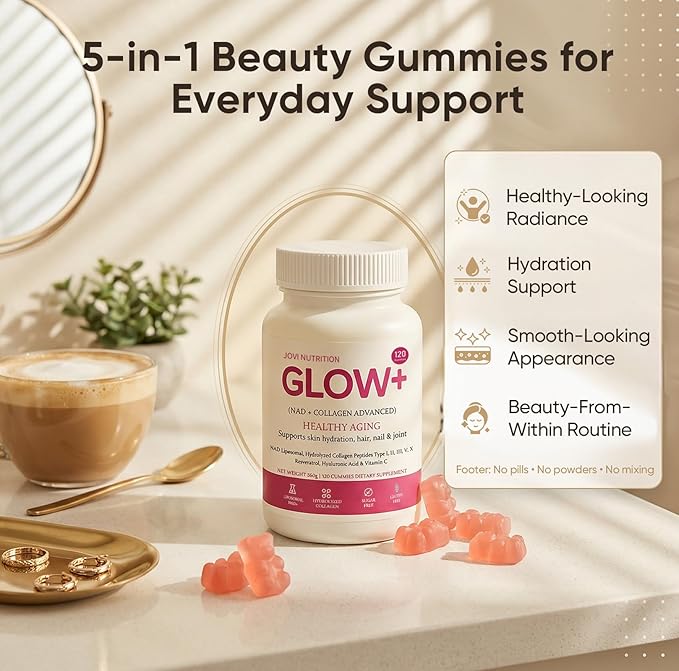 JoviGLOW+ NAD+ &amp Collagen Gummies 120 Count