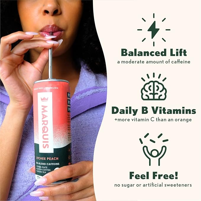 Marquis - Natural Energy Drink - Original Variety + Super Berry - Sugar Free - 0 Calories - 100mg of Organic Plant Based Caffeine - Yerba Mate - Green Tea - Vitamin C &amp B Vitamins - Vegan - 24 Pac
