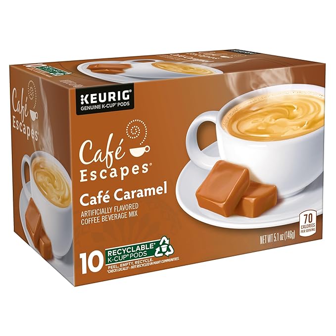 Café Escapes Café Caramel Coffee Beverage Single-Serve K-Cup Pods 60 Count