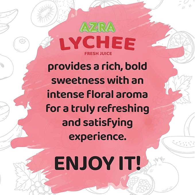 AZRA 100% Lychee Juice – Exotic Fruit Juice in 500ml Cans – Zero Sugar Juice Healthy Beverages Variety Pack for Kids and Adults – Bulk 100% Juice Pack 12 Count