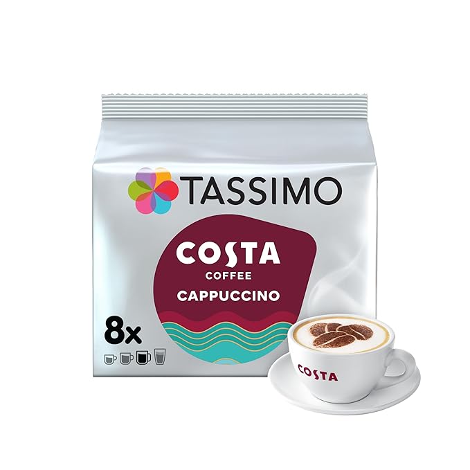 TASSIMO Costa Cappuccino 16 discs 8 servings (Pack of 5 Total 80 discs 40 servings)