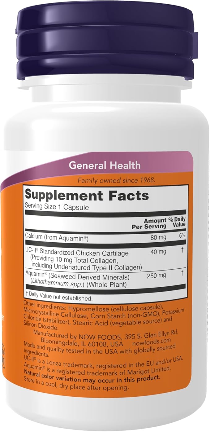 NOW Foods Supplements UC-II Type II Collagen with Undenatured Type II Collagen 60 Veg Capsules