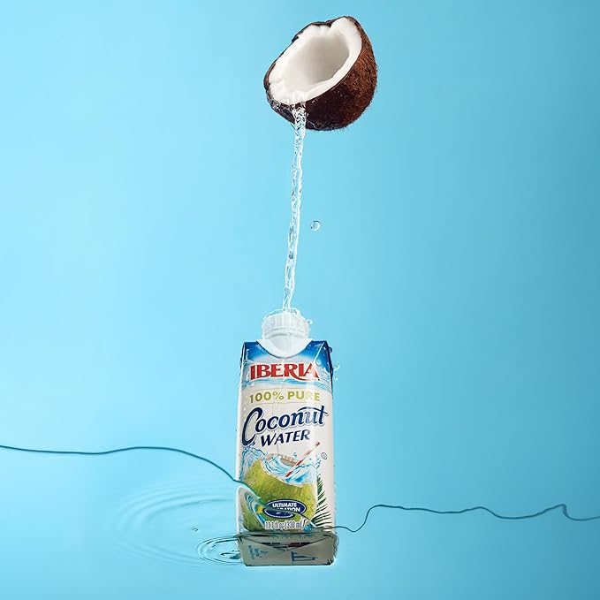 Iberia All Natural Coconut Water 11.1 fl oz (330ml) | 100% Pure Coconut Water | No Added Sugar or Preservatives | Refreshing Hydration Drink | Pack of 24