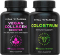 Vital Vitamins Vegan Collagen Booster Capsules + Colostrum Capsules Supplement