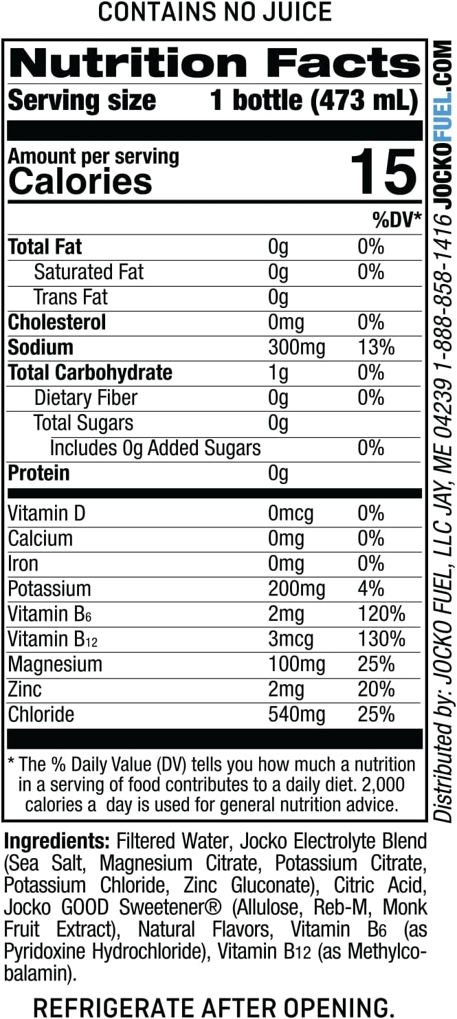 Jocko Fuel Hydrate Electrolyte Drinks - Sports Drink Hydration Amplifier Thirst Quencher - Scientifically Formulated Electrolyte Blend Blue Raspberry 16 Oz (12 Pack)