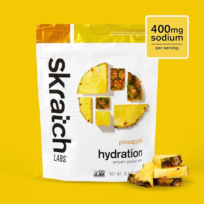 Skratch Labs Hydration Sports Drink Mix – Real‑Fruit Electrolyte Powder for Fast Hydration &amp Endurance | Pineapple | 20 Servings | Vegan Non‑GMO Clean Ingredients
