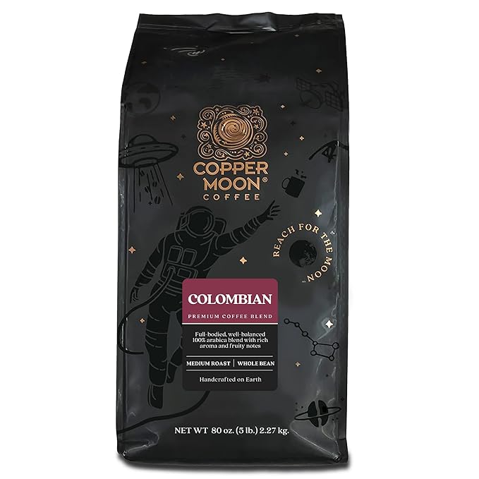Copper Moon Medium Roast Whole Bean Coffee Colombian Blend 5 Lb