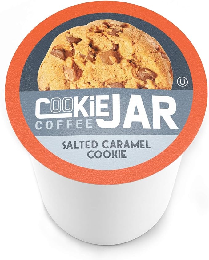 Cookie Jar Salted Caramel Flavored Coffee Pods for Keurig K Cup Brewers 40 Count – Smooth Caramel Flavor with a Hint of Salt Perfect for a Sweet Coffee Indulgence