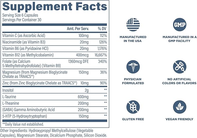 Revive MD Calm Emotional Well-Being Support Supplement - Stress Management for Men &amp Women - Mood Enhancement Supplement Promotes Relaxation with L-Theanine GABA &amp 5-HTP (180 Capsules 30 Se