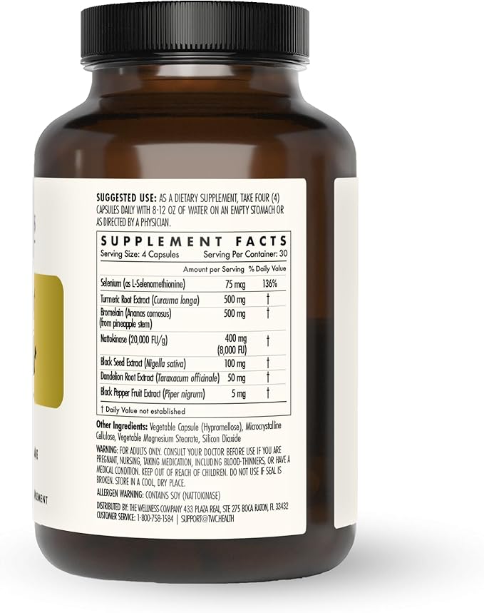 The Wellness Company Ultimate Spike Detox – Dr. McCullough Designed - 3-in-1 Nattokinase Turmeric &amp Bromelain Extra Strength | 120ct (1 Month Supply)