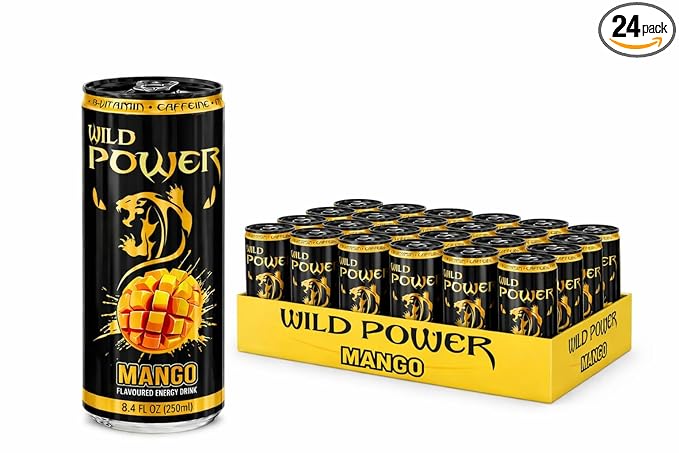 Wild Power Mango Energy Drink with a Hint of Passion Fruit 8.4 fl oz (250 mL) Slim Cans 24 Pack