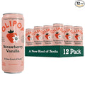 OLIPOP Prebiotic Soda Pop Strawberry Vanilla Pantry Pack Packed with Prebiotics Fiber and Botanicals Gluten Free GMO Free 12oz Skinny (12-Cans)