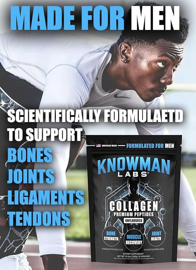 Premium Collagen for Men Bone Joint &amp Muscle Formula Recovery Non GMO Dairy Free Sugar Free Keto &amp Paleo Friendly / 30 Srvg