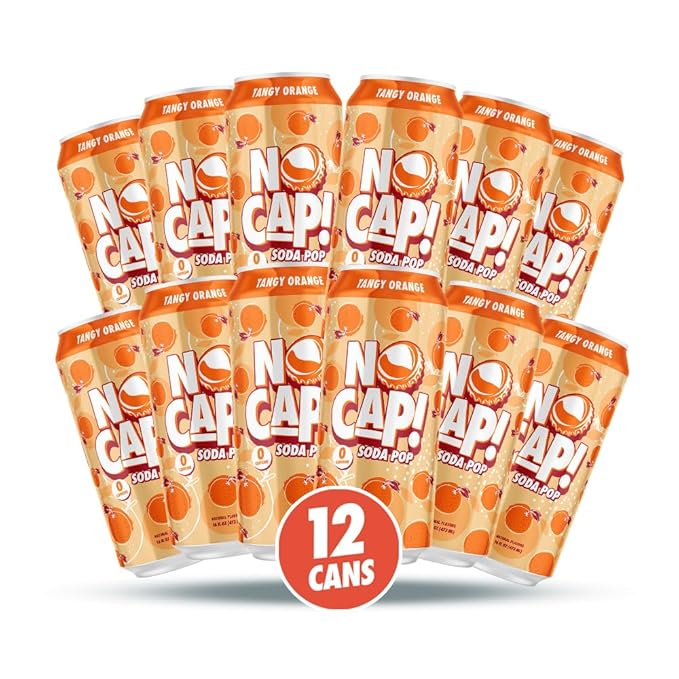 No Cap Soda Pop Tangy Orange 16 fl oz (Pack of 12)
