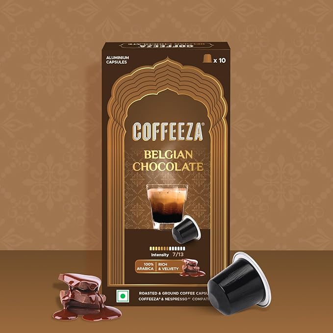 Coffeeza Dark Chocolate Flavoured Aluminium Coffee Capsules Intensity -7 | Box of 1 (10 Capsules)