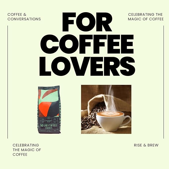 Miami Coffee Garden Sunshine Roast Brazilian Premium Coffee Rich and Balanced 100% Arabica Beans Low Acid Single Origin Finest Coffee Whole Beans 2 Lb Bag