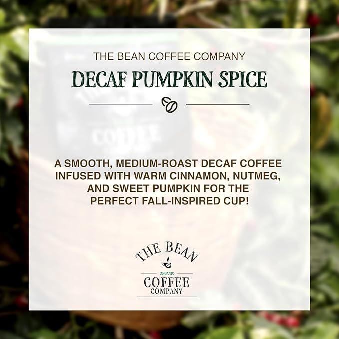 The Bean Organic Coffee Company Water Processed DECAF Pumpkin Spice Medium Roast Whole Bean Coffee 5-Pound Bag