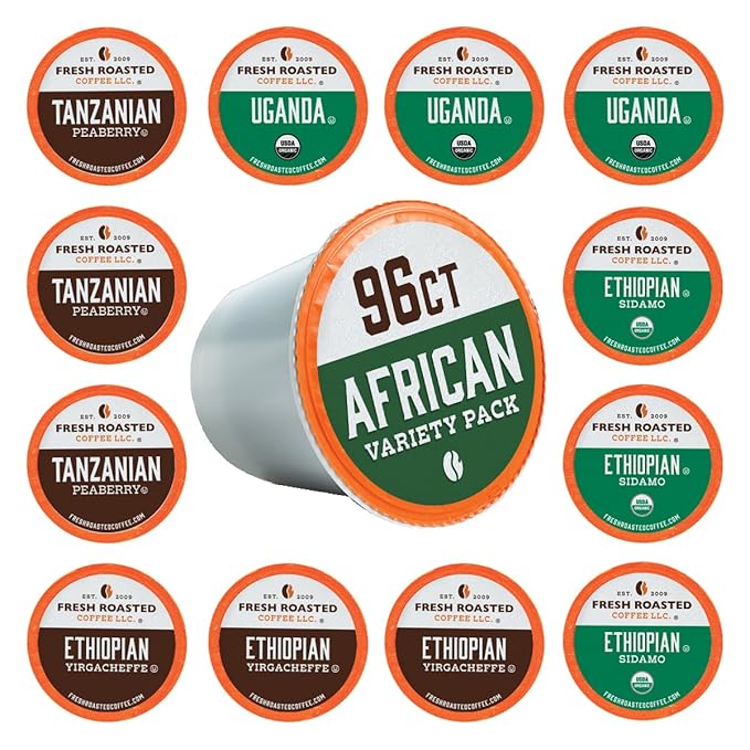 Fresh Roasted Coffee African Variety Pack K-Cup Compatible 96 Pods