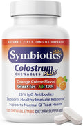 Symbiotics Naturade Colostrum Chewable Tablets Immune &amp Digestive Support with Lactoferrin Gluten Free Low Sugar Easy Daily Wellness Nutrition (120 Count - Orange Cream)