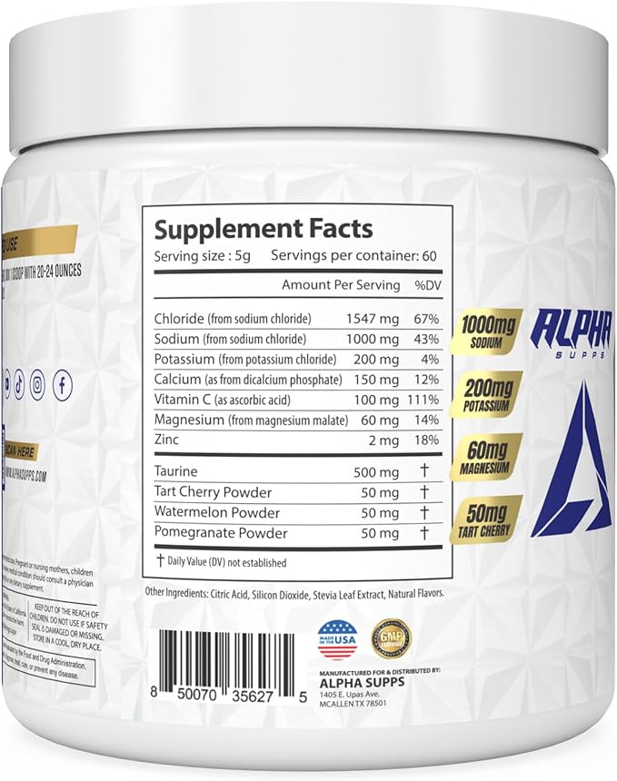 Alpha Lytes - Electrolyte Powder Daily Hydration Drink Mix - Sugar-Free Zero Calorie Instant Formula with Trace Minerals and Antioxidants (60 Servings Salted Watermelon Strawberry)