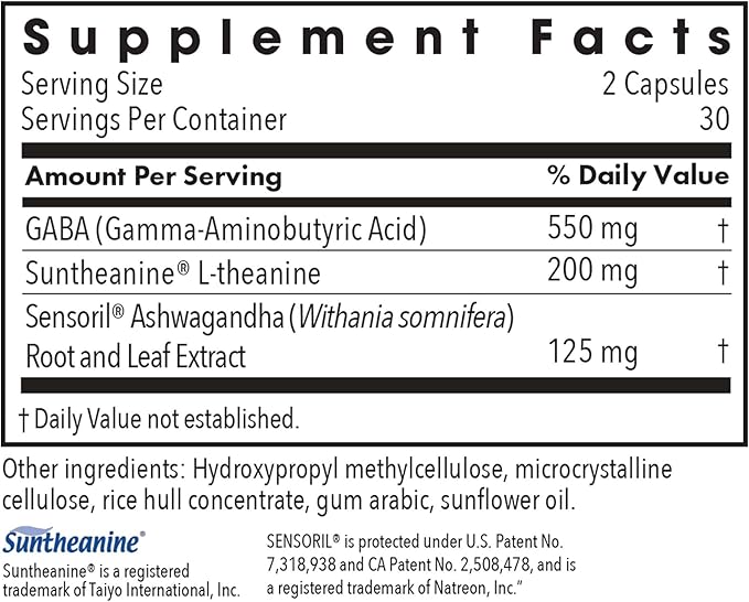 Allergy Research Group Zen Adapt Supplement - Stress Support Blend Sensoril Ashwagandha GABA L-Theanine Hypoallergenic Vegetarian Capsules - 60 Count