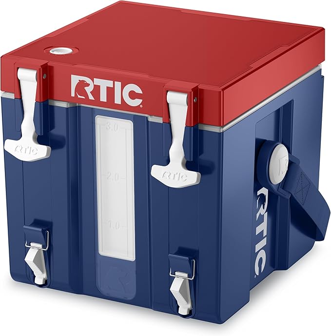 RTIC Halftime Water Cooler Portable Carrier Container Drink Beverage Dispenser Stackable with 2 Taps Bottleless BPA-Free for Sports Camping BBQ Parties Picnic &amp More Patriot