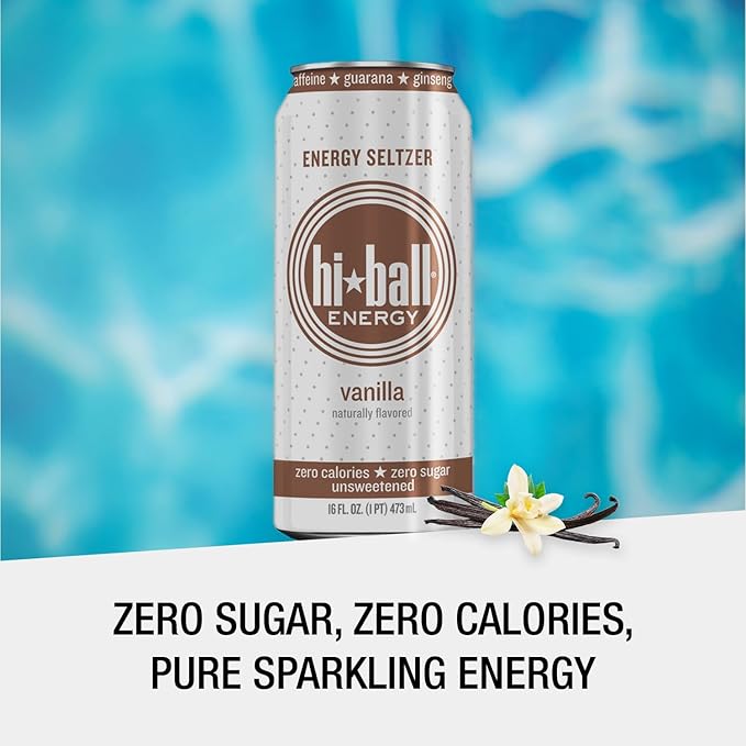 Hiball Energy Energy Water Sparkling Vanilla 16 Fl Oz 8 Pack