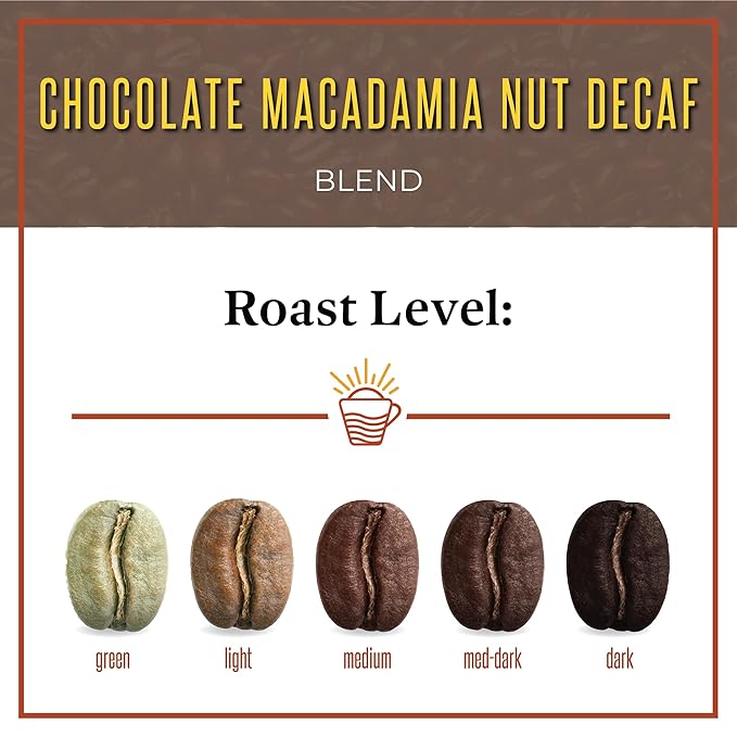 San Diego Coffee Chocolate Macadamia Nut DECAF Medium Roast Whole Bean Coffee 16-Ounce Bags (Pack of 2) Café en grano tostado descafeinado