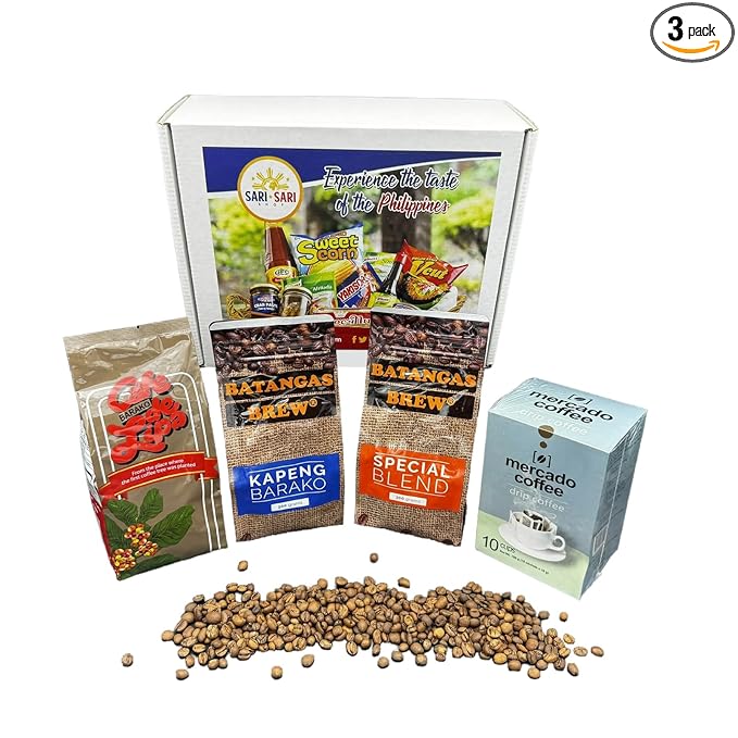 Batangas Kapeng Barako Gift Set Premium Filipino Coffee Beans &amp Ground Brew Strong Barako from Batangas (300g Cafe De Lipa Regular Special &amp Mercado)