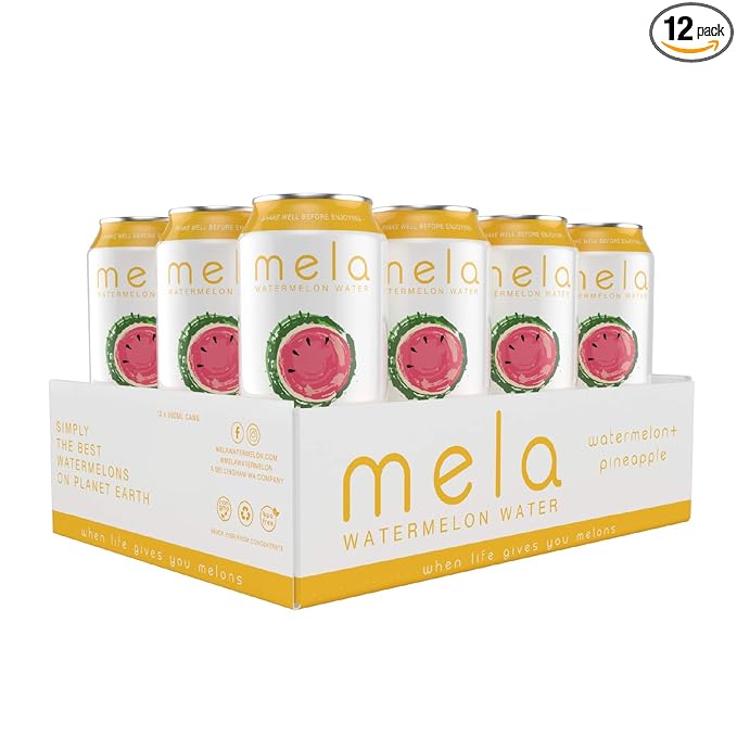 Mela Watermelon Water - Watermelon + Pineapple | 12 Pack | 100% Natural Watermelon Juice + Pineapple