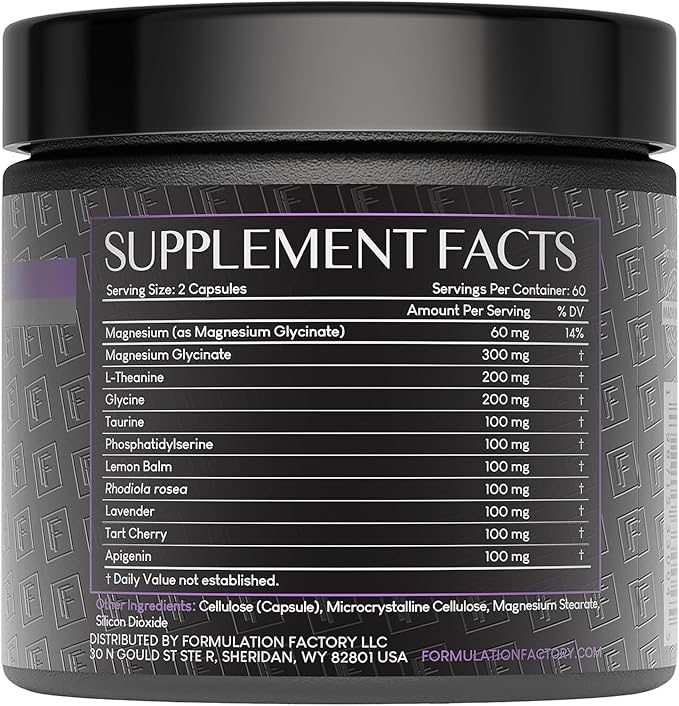 Formulation Factory The Night Before 10-in-1 Midnight Maximizer Sleep Supplement Magnesium Glycinate L-Theanine &amp More Stress Relief Relaxation Focus (6 Month Supply 360 Capsules)
