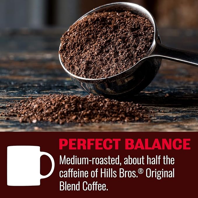 Hills Bros. Original Blend Ground Coffee – Premium Arabica Coffee Beans – Medium Roast Rich Flavor Cup After Cup – Recyclable Steel Can for Freshness – Certified Kosher – 11.3oz Can Pack of 6