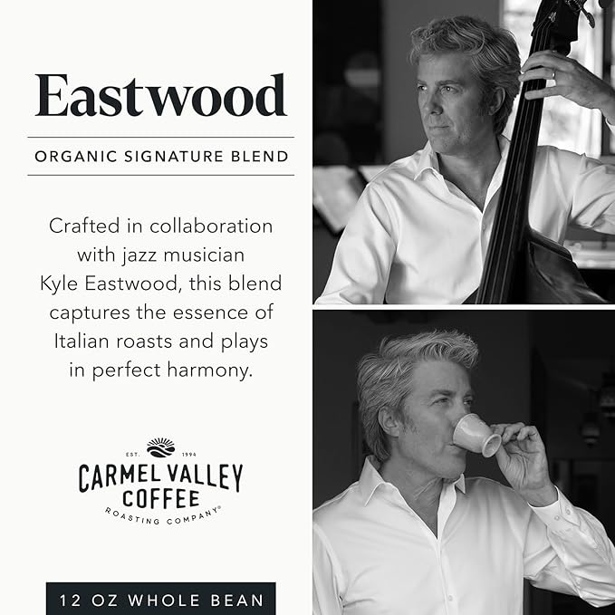 Carmel Valley Coffee Roasting Eastwood Organic Medium Roast Coffee – Whole Bean and Fresh Roasted - Dark Chocolate Ripe Berry and Toasted Almond Notes 12 Oz Bag