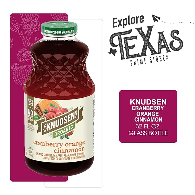 R.W. Knudsen Organic 2-Pack Organic Cranberry Orange Cinnamon Fruit Juice 100% USDA Organic 32 fl oz Glass Bottle + 1 Utility Freebie by Lavinia