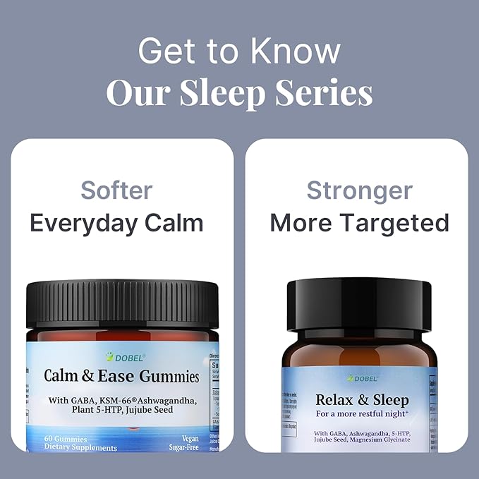 DOBEL Relax &amp Sleep - Melatonin Free Sleep Aid for Adults - Magnesium Glycinate Ashwagandha GABA &amp 5-HTP - Non-Habit Forming Support for Deep Sleep &amp Evening Calm - 60 Tablets