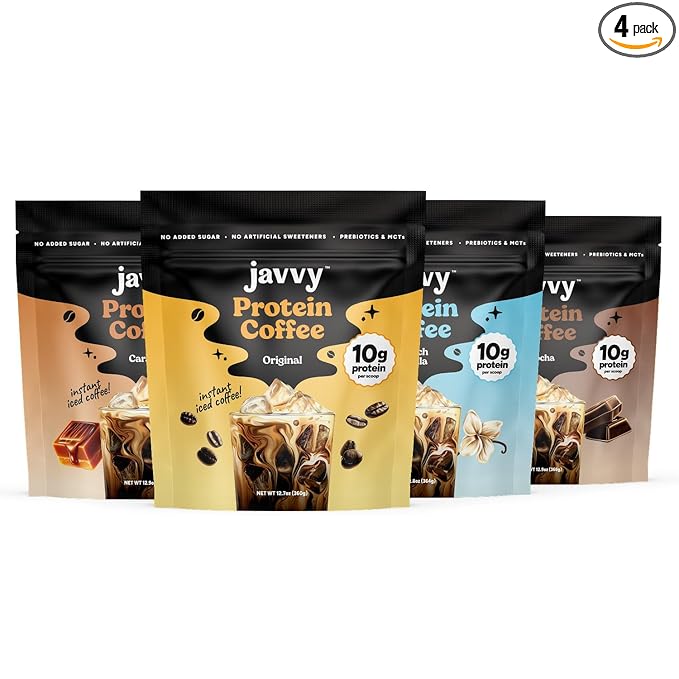Protein Iced Coffee - Premium Whey Protein &amp Instant Iced Coffees - 100% Natural Cold Brew - Zero Artificial Flavors &amp Sweeteners 80 mg Caffeine Per Serving No Added Sugar 20 Servings - 4 P