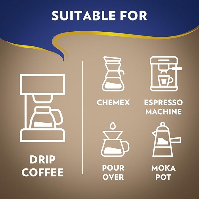 Lavazza Super Crema Ground Coffee Medium Roast Arabica and Robusta Blend 32 oz Bag (Pack of 6)