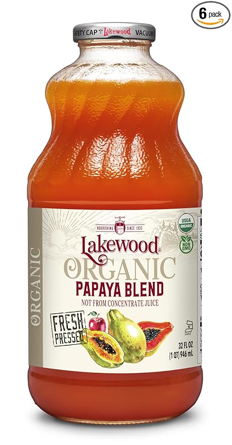Lakewood Juice Papaya Organic 32.0 FO (Pack of 6)