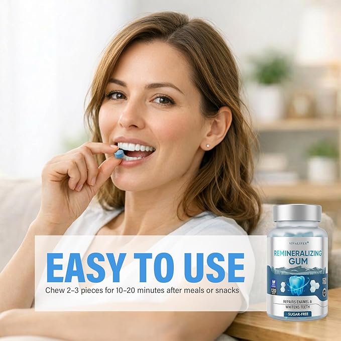 Remineralizing Chewing Gum for Enamel Strength 120 Count Nano Hydroxyapatite Gum with Xylitol Sugar Free Oral Care Mints for Fresh Breath and Dry Mouth Support