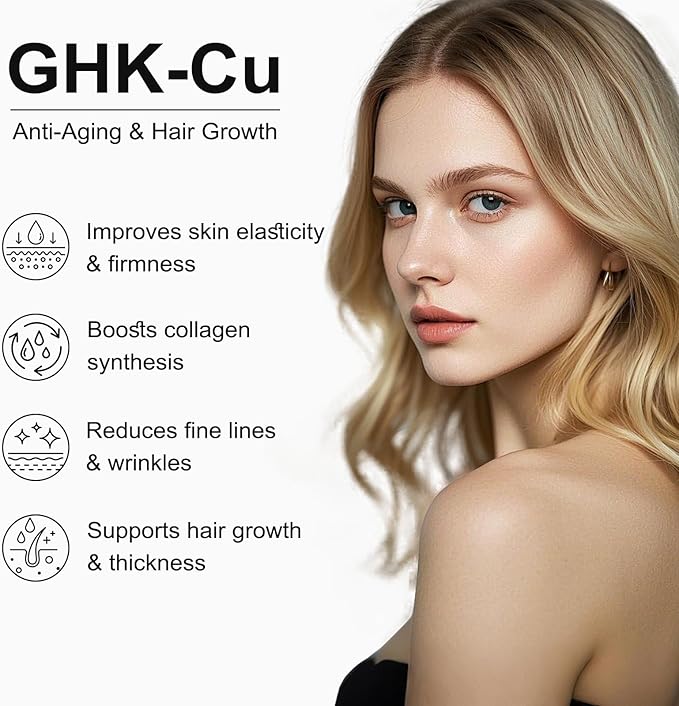 GHK-Cu Copper Peptide Supplement Anti-Aging &amp Hair Growth Support Improves Skin Elasticity &amp Firmness Thicker Fuller Hair Easy Absorption Precisely Dosed 90 Vegan Capsules