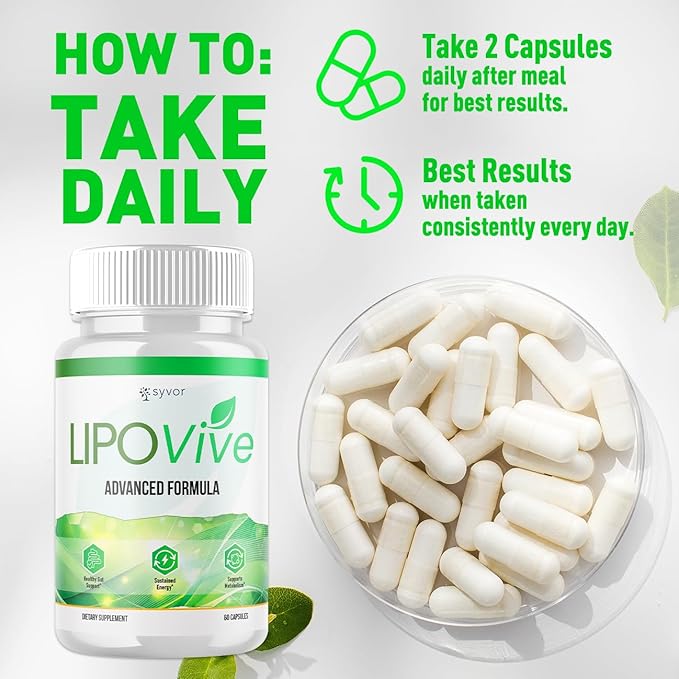 (3 Pack) Lipovive Capsules Official Lipovive Pills with All Natural Ingredients Advanced Formula Lipovivé Health &amp Active Lifestyle Support Pills Max Strength Vitamin for Women &amp Men (180 Ca