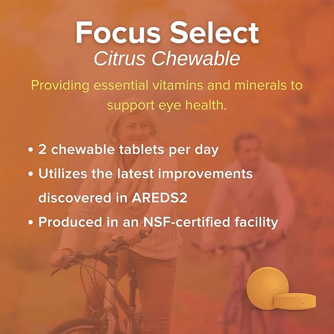 Focus Select AREDS2 Based Chewable Eye Vitamin-Mineral Supplement for Eyes (180 ct. 90 Day Supply) Citrus Flavored Eye Chewable - Low Zinc Formula