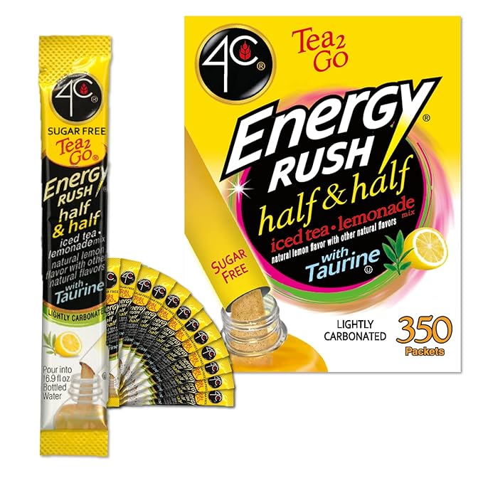 4C Powder Energy Rush Stix Energy Rush - Half &amp Half 350 Count Bulk Buy Singles Stix On the Go Refreshing Water Flavorings Value Pack