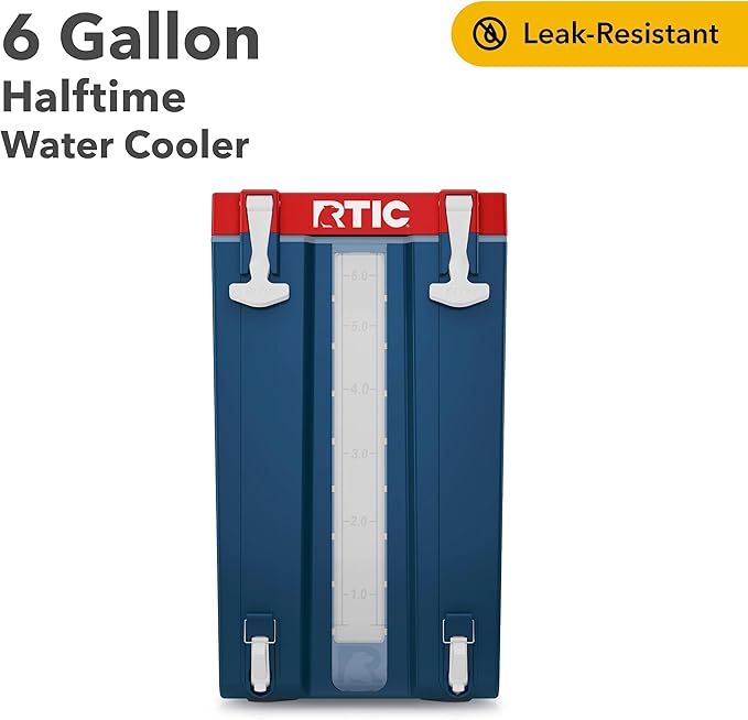RTIC Halftime Water Cooler 6 Gallon Portable Carrier Container Drink Beverage Dispenser Stackable with 2 Taps Bottleless BPA-Free for Sports Camping BBQ Parties Picnic Patriot