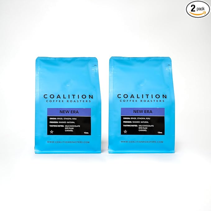 Coalition Coffee Roasters New Era Espresso Medium Roast Coffee - Premium Coffee Grounds - Fresh Roasted Finely Ground Espresso (Pack of 2 12 oz)