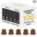 Grano Milano Ricco Coffee Capsules - 100 Aluminum Coffee Pods Compatible with Nespresso Original line Dark Roast - Intensity 11/12 Made in Italy