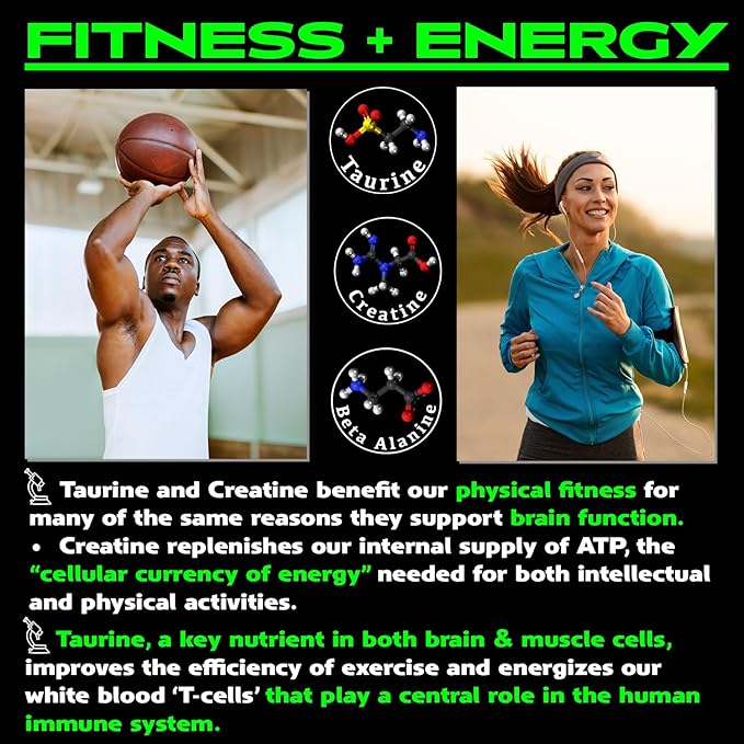 Vegan Brain &amp Body Boost: The Cherry On Top of A Plant-Based Lifestyle | Working Intelligence | Anti-Aging | Physical Fitness | Vegan Amino Acids - Creatine Taurine &amp Beta Alanine | 40 Servin