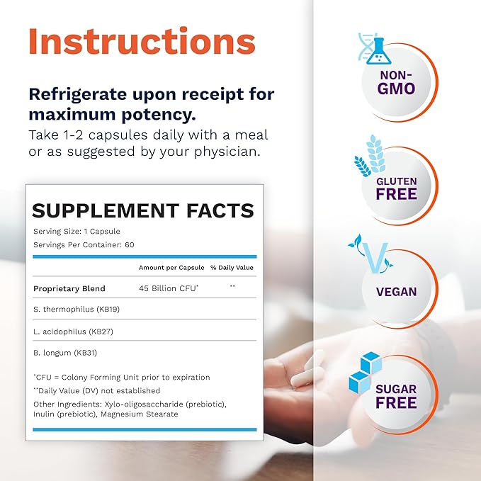 Renadyl Kidney Probiotic Supplement | Urea Creatinine &amp Uric Acid Support | 45 Billion CFUs | Clinically Tested Non-GMO &amp Made in USA 180 Capsules (3 Bottles 3 Month Supply)