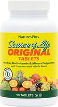 NaturesPlus Source of Life No Iron - 90 Tablets - Multivitamin &amp Mineral Supplement with Vitamin D3 - Supports Natural Energy &amp Well-Being - Gluten Free Vegetarian - 30 Servings