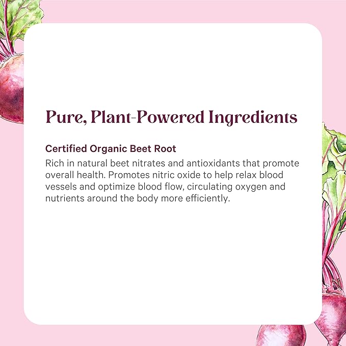 PURE SYNERGY Organic Beet Juice Powder | Pre-Workout Supplement | Organic Beet Root Juice Powder | for Healthy Circulation Exercise and Detoxification (6.4 oz.)